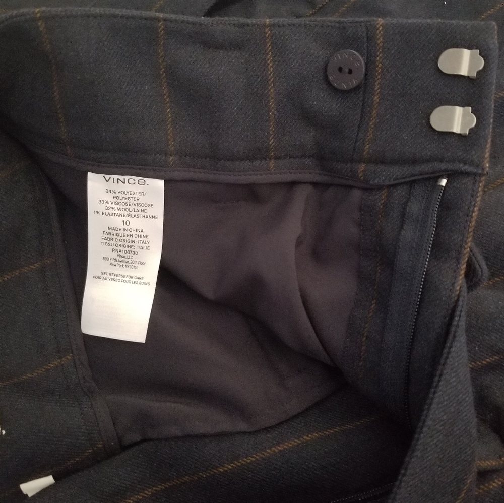 Front Pleat Striped Wide Leg Pants Dark Blue Size 10 - Picture 12 of 13